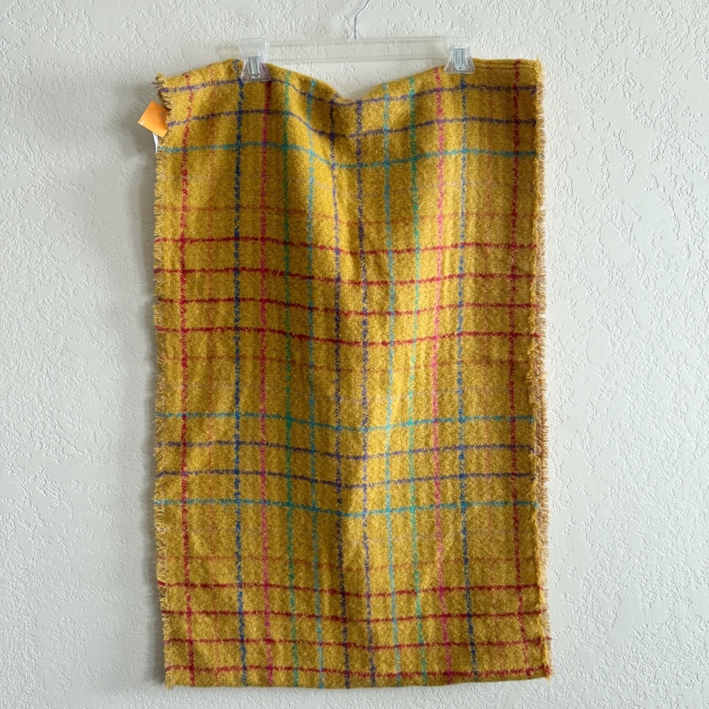 Elegant Yellow Plaid Infinity Scarf